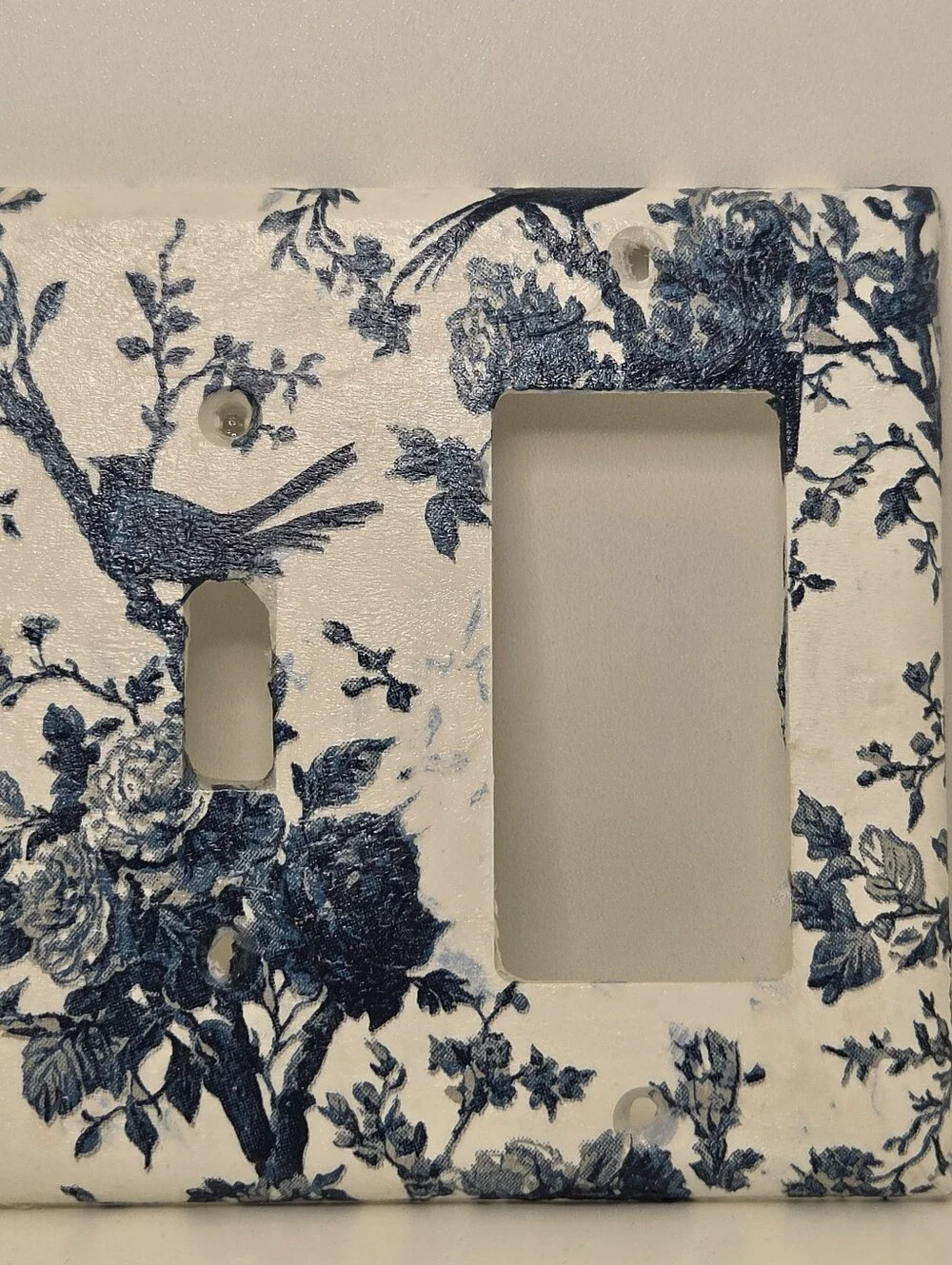 Blue Toile Decorative Light Switch Plate and Outlet Cover Set - Home Wall Decor